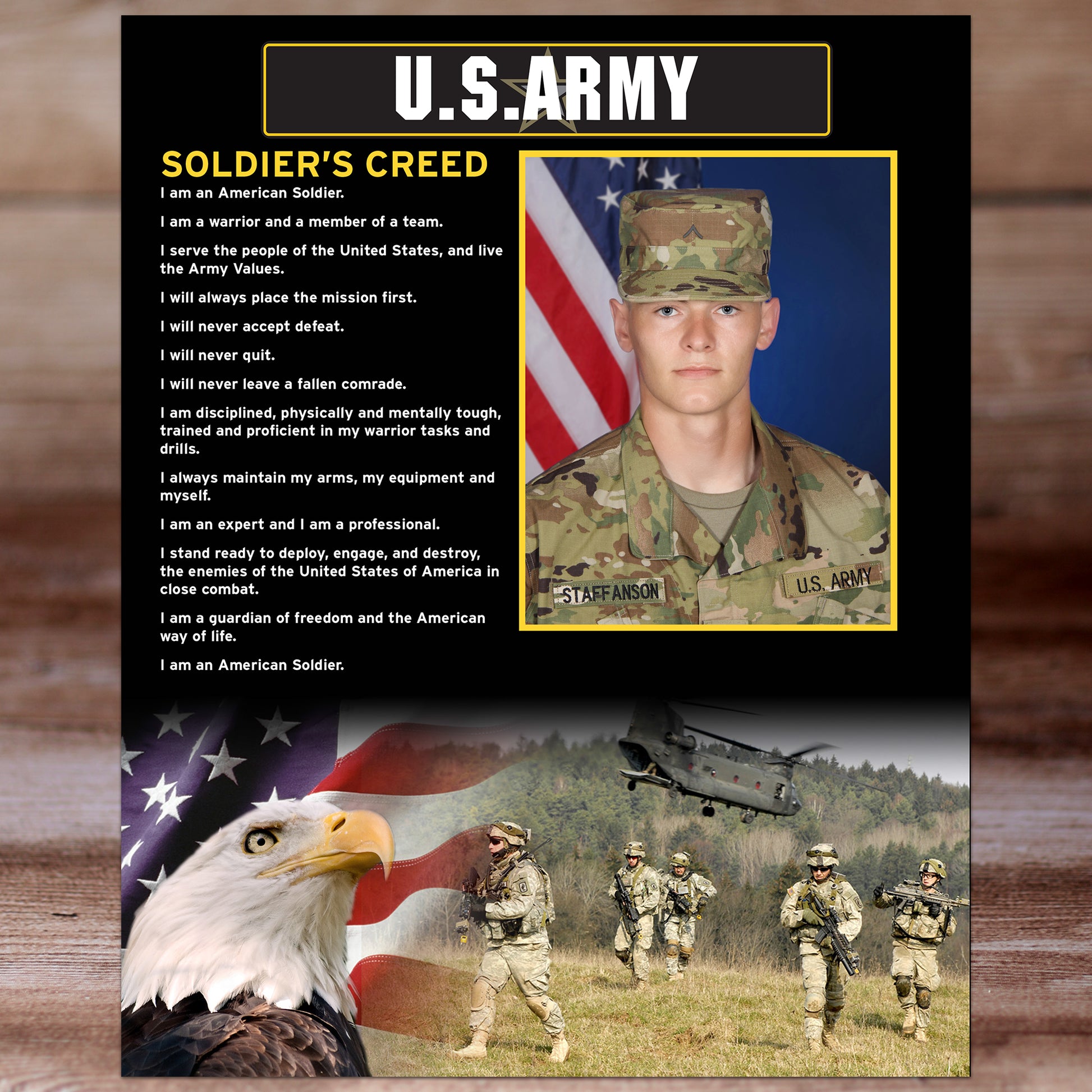 Soldier's Creed Graphic Print 8" x 10" Ft Benning Photos
